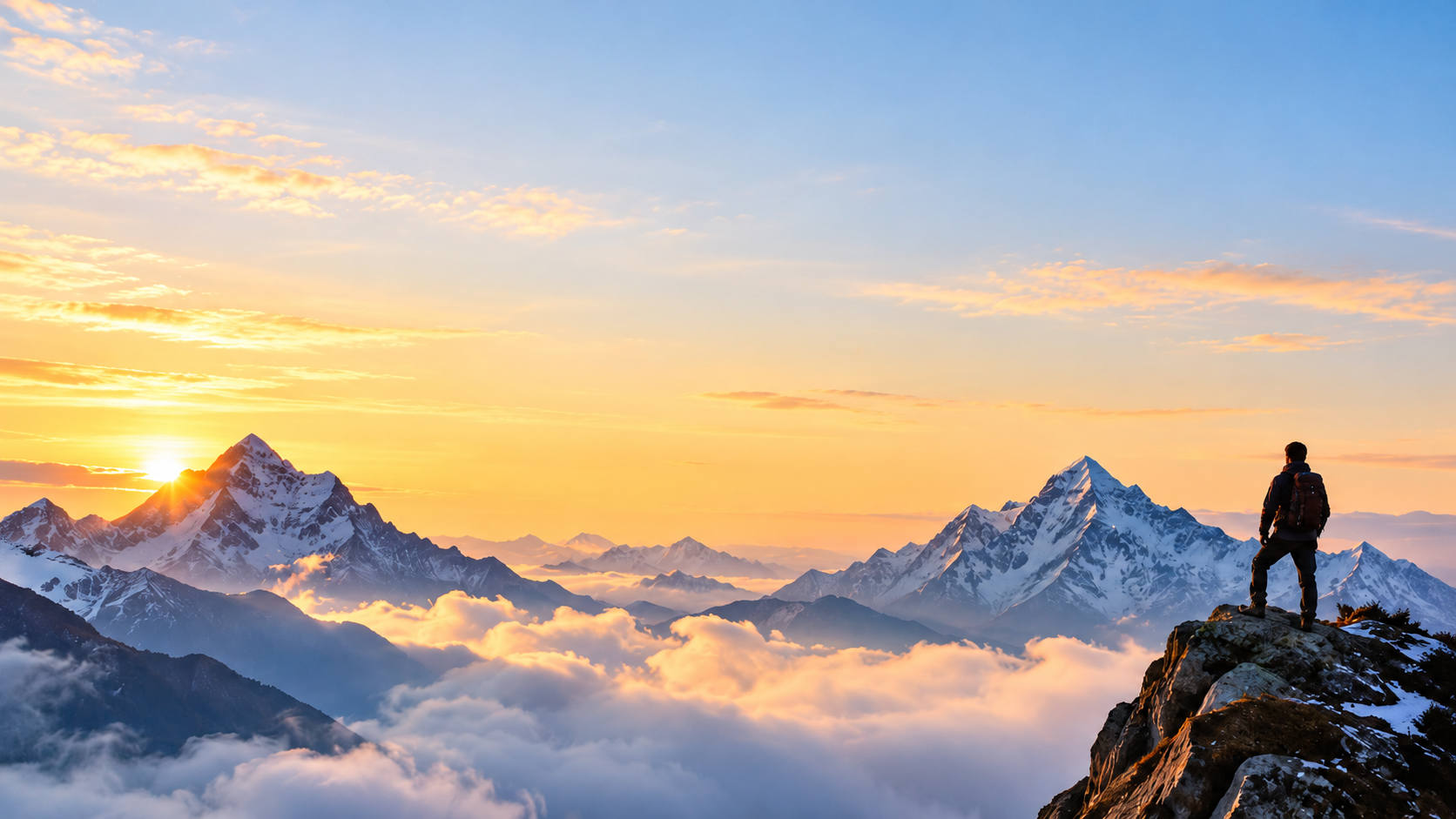 Himalayan mountains at sunrise